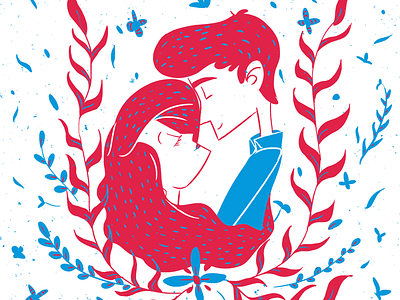 Love ariel blue color design illustration print red
