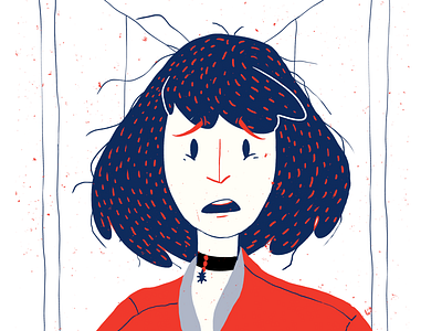 Matilda blue color design face fear illustration matilda print red