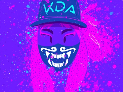 League of Legends - Akali akali blue color design face illustration kda kpop league of legends leagueoflegends lol pink print purple