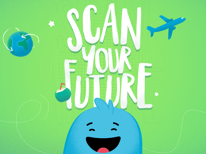 Scan your Future - Radnet joy smile future concept green character art direction typography blue creative print illustration design color
