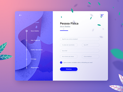 InfinitePay - Register interface art art direction blue character color colorful concept creative design flower illustration login purple register site typography ui ux web website