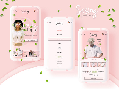 Spring Shop Store App - E-commerce app branding dailyui design icon typography ui ux web