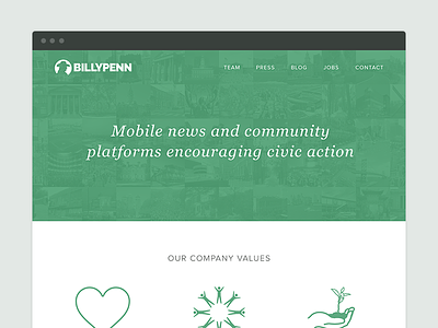 Billy Penn Corporate Website civic community corporate flat news philadelphia platform ui ux web