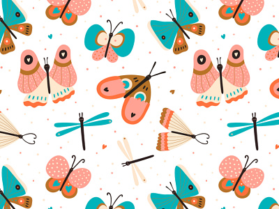 Butterflies Pattern butterflies cartoon childish cute dream fun illustration pattern summer