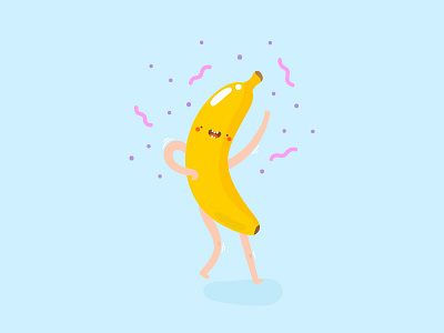 Dancing Banana banana celebration confetti cute dance fruit illustration vector