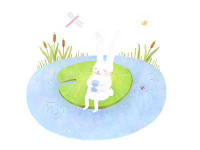 Bunny book bunny children cute dream illustration water