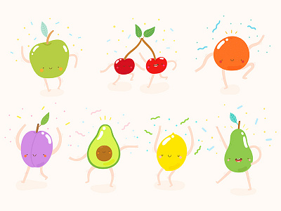 Dancing Fruits dance fruits fun stickers vector