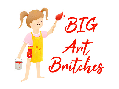 Girl for Big Art Britches logo art brush cute girl illustration kid logo red