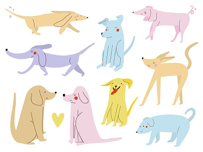 Nine Dogs animal cartoon character childish cute dog fun illustration stickers