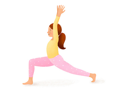 High Lunge asana book illustration cartoon character childish cute girl high lunge illustration kid sport yoga yoga pose