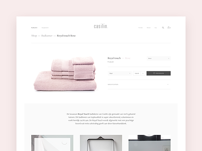 Casilin webshop product page bathroom classy clean modern pink product page towels web shop website white