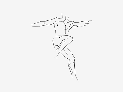 Sport illustration body dots geometric human illustration lines moving physiotherapist sport stylized vector