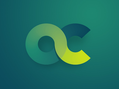 OC monogram abstract brand branding gradient green identity letters line logo monogram shadow vibrant