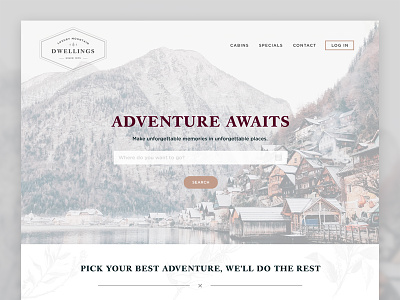 Luxury Cabin Rentals branding cabin luxury mountain travel ui ux website website design