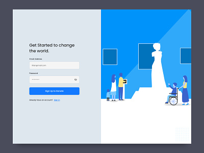 Sign Up to Donate Screen illustration ui