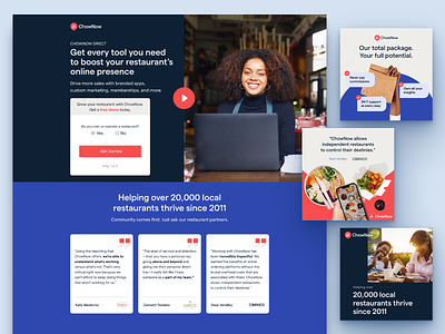 ChowNow Landing Page and Ads ads banner ads cro facebook ads lander landing landing page minimal web website website design