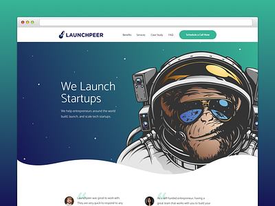 Launchpeer Landing Page design landing landing page minimal space ui ux web website website design