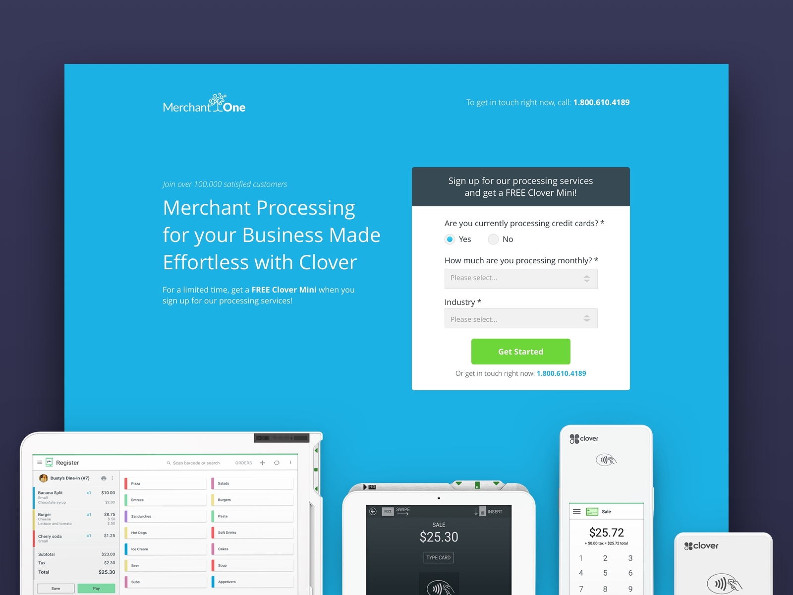 Merchant One/Clover Landing Page by Tiffany Tran for KlientBoost on ...