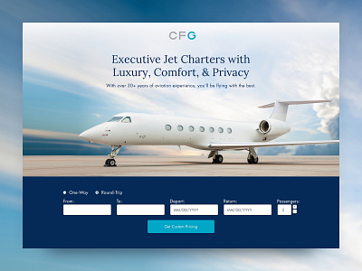 Charter Flight Group Landing Page Concept