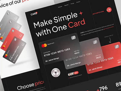 CARD - Finance Landing Page Animated analytics animation bank banking branding card clean credit card design finance landing page logo money motion graphics payment simple ui ui des ux website