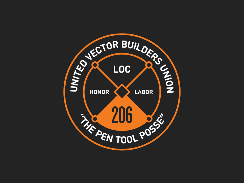 Vector Builders Union Badge - "The Pen Tool Posse" animated badge animation badge button illustrator pin union union badge vector