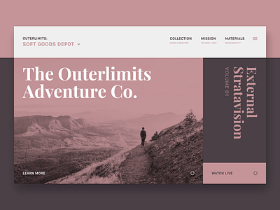 The Outerlimits Adventure Co. // Concept Site color block color palette concept duotone flat grid homepage interface invision invision studio layout product design type typography ui web website