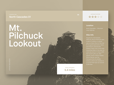 Fire Lookouts of WA State // Mt. Pilchuck // 01 color block color palette concept duotone flat grid homepage interface invision invision studio layout product design type typography ui web website