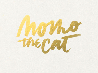 Momo the Kitten cat gold foil kitty lettering momothecat tombow pen type