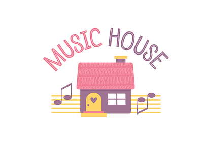Music House Logo childcare children fun house kid friendly kids kindergarten logo music house notes
