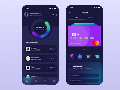 Wallet App app design ui vector