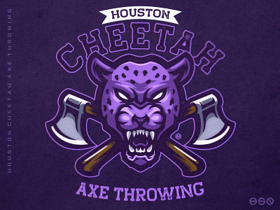 Houston Cheetah Mascot Logo axe bold branding cheetah distressed distressedunrest esports gaming gaming logo illustration logodesign mascot sports sportslogo team logo tiger vector vintage logo