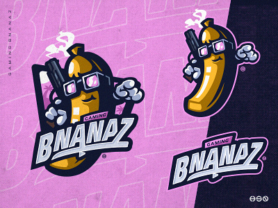 Gaming BNANAZ bold branding cartoon character esports food food illustration fruit fruit logo gaming gaming logo illustration logo mascot sportslogo sticker