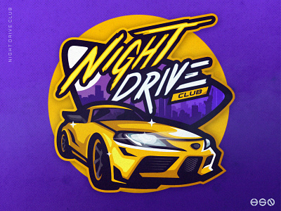 Car Logo Night Drive bold branding cars gaming logo illustration lettering logodesign logotype mascot sportslogo team logo ux wordmark