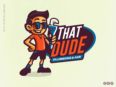 PLUMBING AND AIR LOGO ( UNUSED DRAFT ) bold branding cartoon design idcard illustration logo mascot mockup plumbing retro sportslogo ui vector