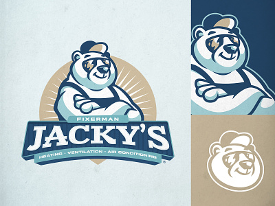 JACKY'S HVAC Polar Bear Mascot Logo Design