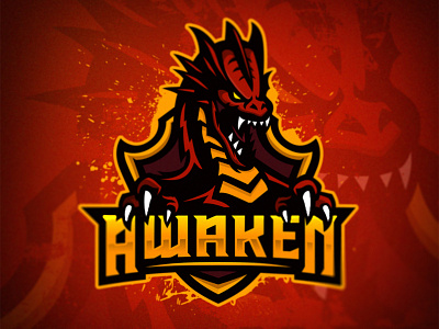 AWAKEN Dragon Mascot dragon esports game gaming logo logodesign mascot team logo