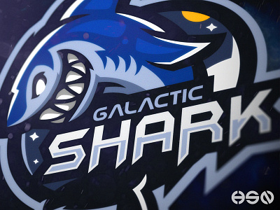 GALACTIC SHARK bold esports gaming logo mascot mean strong