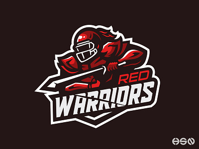 RED WARRIORS Mascot Logo branding football knight logo mascot design mascot logo sports sportslogo warriors