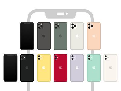 #002 // Fall 2019 iPhone Models apple basic colors device ios iphone iphone 11 iphone pro minimal mobile mockup ui