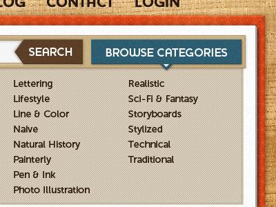 Category Dropdown nav pattern texture wip
