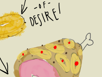 Golden Slice of Desire ham illustration