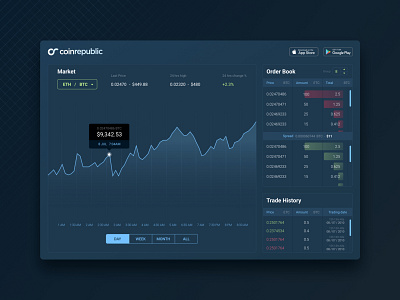 Dark cryptocurrency dashboard UI