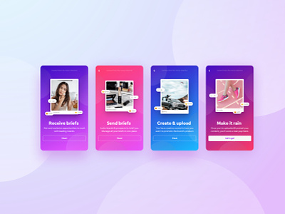 Onboarding / walkthrough for mobile app bubbles colorful colors colourful floating graphic design hover light mobile mobile ui onboarding ui ui design uidesign uiux ux walkthrough