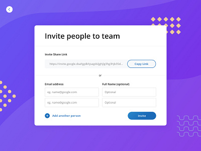 Invite users & share link - UX UI clean gradiant gradient gradients graphic interaction landing page landing page ui link modal modern pop up popup shapes share social ui ui design uidesign uiux
