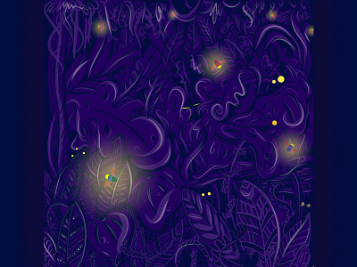 Fireflies New dark firelies illustration jungle night time