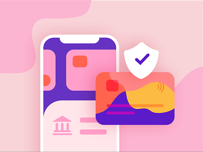 Secure Payments bank banking card design cards ui design digital illustration mobile online payment online shopping payment security vector
