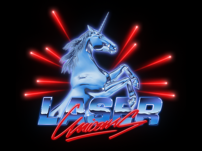 Laser Unicorns 80s chrome kungfury laserunicorns retro