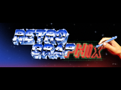 Retrographix 80s chrome design logo retro