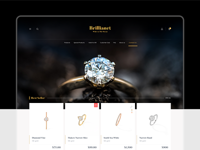 Brillianet online jewelry shop UI and UX design dark gold iran jewelry shop tehran ui ux