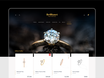 Brillianet online jewelry shop UI and UX design